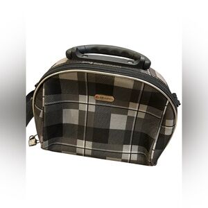 Dejuno Black and Gray Plaid travel toiletries/cosmetics/makeup bag‎